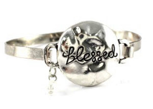 Silver Blessed Bangle with Pearl Accent